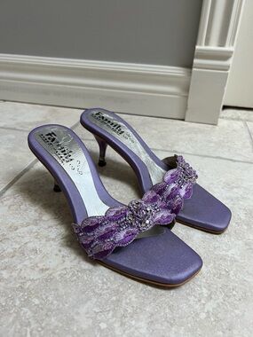 Beaded Purple Kitten Heels